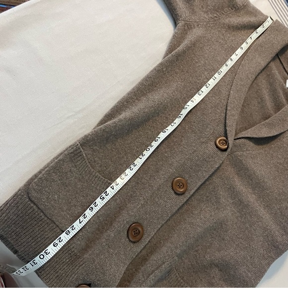 Garnet Hill Light Brown Neutral Lambswool Cardigan Sweater - Picture 5 of 9